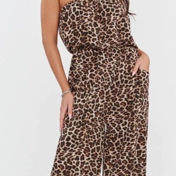 J for Justify Pants - EUC J For Justify Leopard Print Strapless Jumpsuit Romper Size 3X